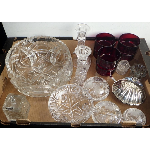 380 - A good quality cut glass bowl together with further glass ware (2)