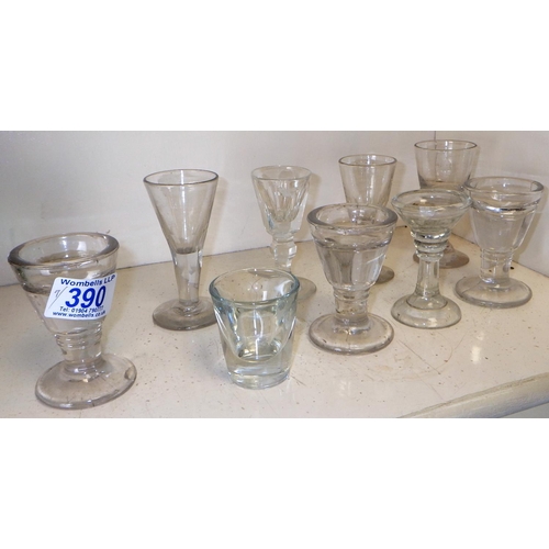 390 - A group of 19thC glass penny licks etc