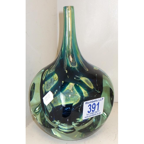 391 - A signed Mdina cubist spill vase, signed 19cm tall