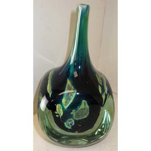 391 - A signed Mdina cubist spill vase, signed 19cm tall