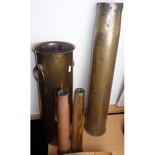 402 - A group of large and small trench art shells etc (5)