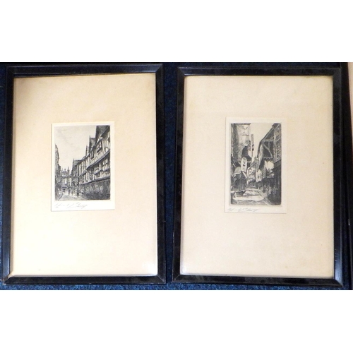 408 - A group of pencil signed etchings and prints to inc  F Robinson, a pair of M Oliver Rae etchings etc... 