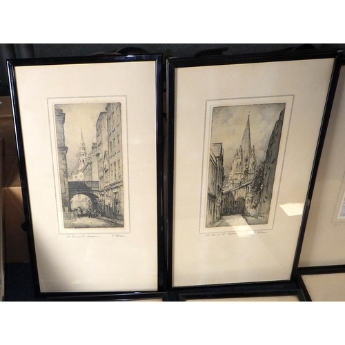 408 - A group of pencil signed etchings and prints to inc  F Robinson, a pair of M Oliver Rae etchings etc... 