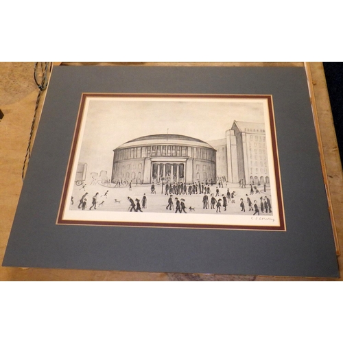 379 - Manchester Reference Library, a signed print after L S Lowry