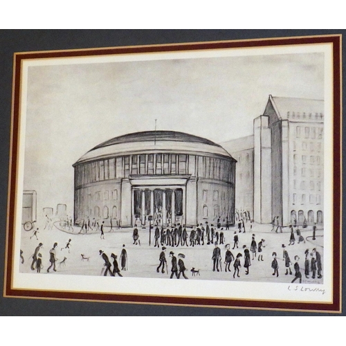 379 - Manchester Reference Library, a signed print after L S Lowry