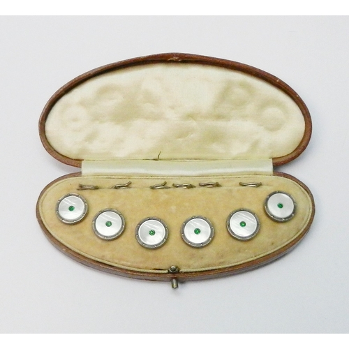 80 - A cased set of six dress studs, early 20th cent