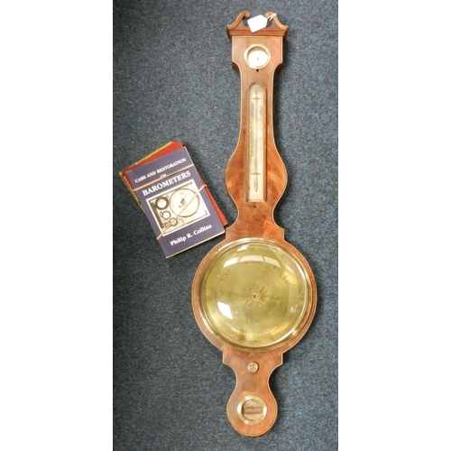 141 - A 19thC mahogany banjo barometer (spares & repairs) together with a group of four books on care / re... 