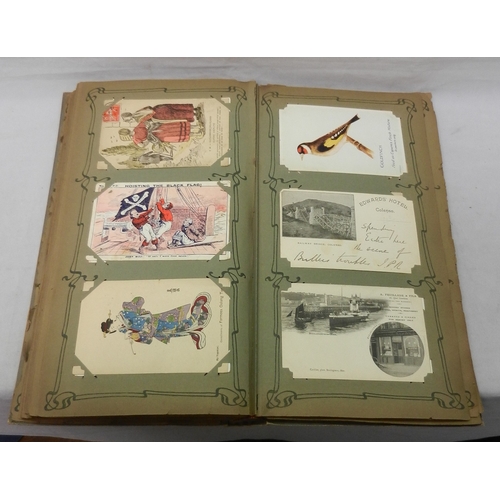 82 - An Edwardian & 1910s album containing a collection of postcards incl World War I, seaside humour, Pe... 