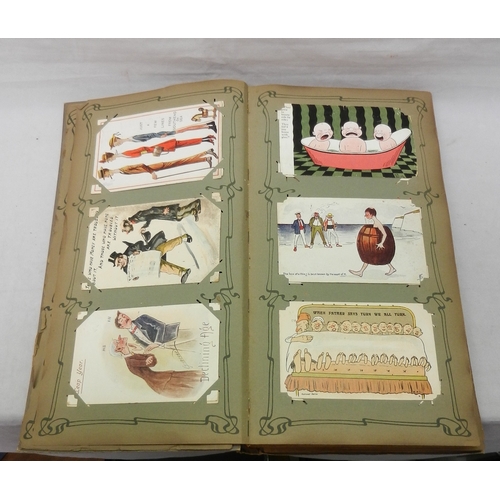 82 - An Edwardian & 1910s album containing a collection of postcards incl World War I, seaside humour, Pe... 