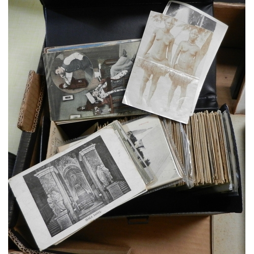 83 - Three file boxes of Edwardian and later postcards; three late 20th cent postcard albums, two includi... 