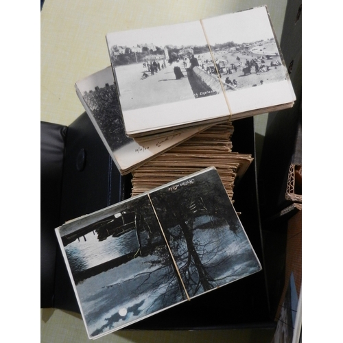 83 - Three file boxes of Edwardian and later postcards; three late 20th cent postcard albums, two includi... 