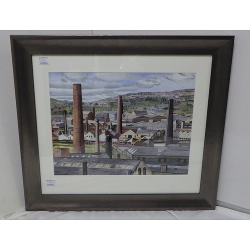 38 - Three Wendy De Rusett pictures: 'View From Colonnade', 1983 (77x68cm); 'Industrial Landscape', 1982 ... 