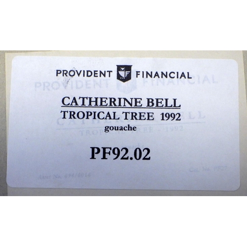 97 - Catherine Bell, 'Tropical Tree', gouache 1992: 71x38cm. VAT & Buyers Premium apply, ARR if sold for ... 