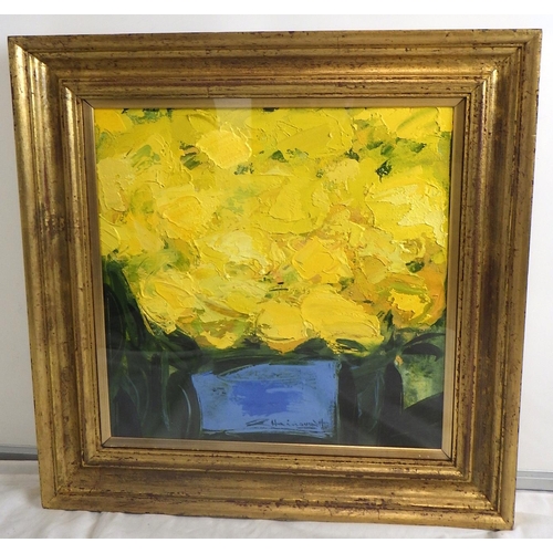 103 - George Hainsworth, 'Yellow Chrysanthemums', oil on canvas 2001: 55x55cm. VAT & Buyers Premium apply,... 