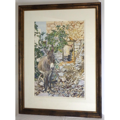 28 - Peter Smailes, 'The Convent Donkey on Hydra', watercolour and drawing 1996: 80x106cm. VAT & Buyers P... 