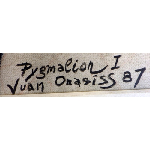 133 - Three Juan Onasiss pictures: 'Pygmalion I',  'Pygmalion II' and 'Pygmalion III' - all mixed media 19... 