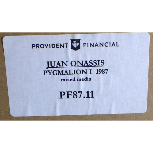 133 - Three Juan Onasiss pictures: 'Pygmalion I',  'Pygmalion II' and 'Pygmalion III' - all mixed media 19... 