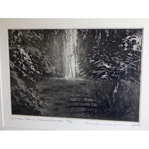  Norman Ackroyd RA, Garden Stairs - Harewood Castle, 26/90 etching 1997: 43x38cm lot 582