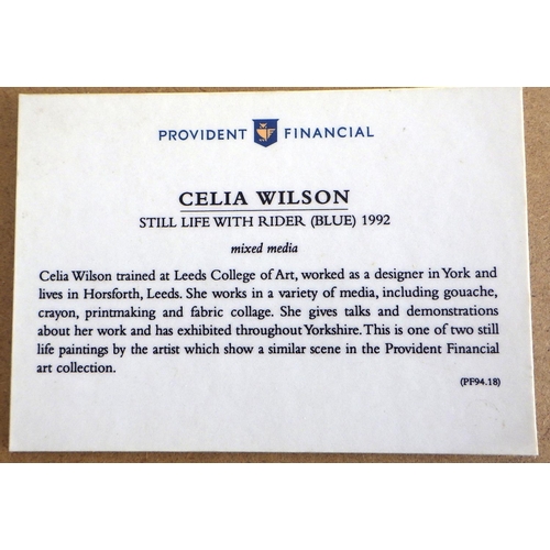 36 - Celia Wilson, 'Still Life With Rider (Blue)', mixed media 1992: 56x48cm. VAT & Buyers Premium apply,... 