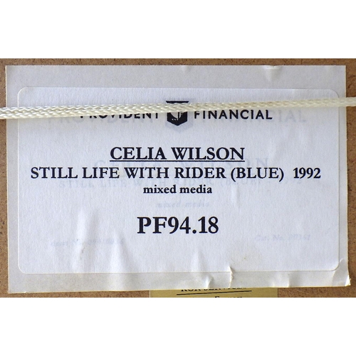 36 - Celia Wilson, 'Still Life With Rider (Blue)', mixed media 1992: 56x48cm. VAT & Buyers Premium apply,... 