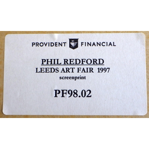 141 - Three Phil Redford pictures: 'Leeds Art Fair', 23/30 screenprint 1997 (46x48cm);  'Firebird', mixed ... 