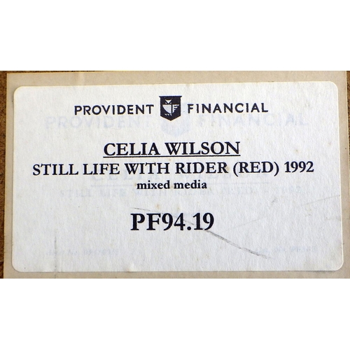 37 - Celia Wilson, 'Still Life With Rider (Red)', mixed media 1992: 58x45cm. VAT & Buyers Premium apply, ... 