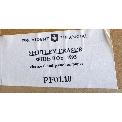 156 - Shirley Fraser, 'Wide Boy', charcoal and pastel on paper 1995: 84x63cm. VAT & Buyers Premium apply, ... 