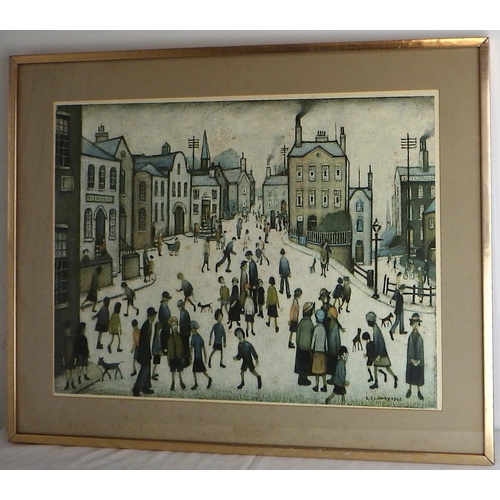 164 - L.S. Lowry print: 'Village Square' 62x77cm. VAT & Buyers Premium apply, ARR if sold for £1000 or mor... 