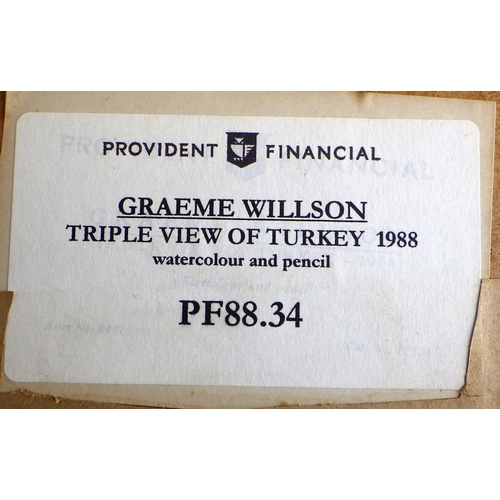 68 - Graeme Willson, 'Triple View of Turkey', watercolour and pencil 1998. VAT & Buyers Premium apply, AR... 