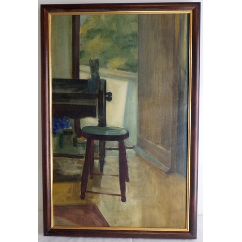 167 - Gyorgy Gordon, 'Desk and Stool in the Studio', oil on canvas 1984: 65x43cm. VAT & Buyers Premium app... 