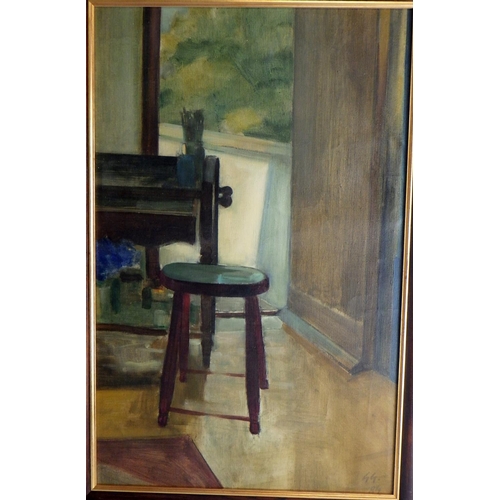 167 - Gyorgy Gordon, 'Desk and Stool in the Studio', oil on canvas 1984: 65x43cm. VAT & Buyers Premium app... 