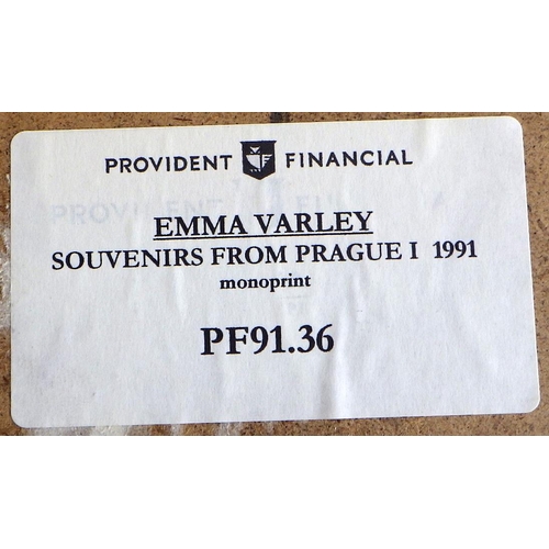 171 - Two Emma Varley monoprints: 'Souvenirs From Prague I' and 'Souvenirs From Prague II', both 1991 and ... 