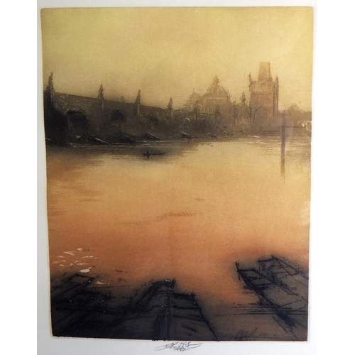 172 - Ladislav Kuklik, 'View of Prague', etching 1997: 56x40cm. VAT & Buyers Premium apply, ARR if sold fo... 