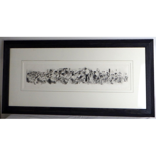 174 - Four Christopher Robinson drypoint pictures: 'BBC Philharmonic of Manchester', etching 1991 (46x95cm... 