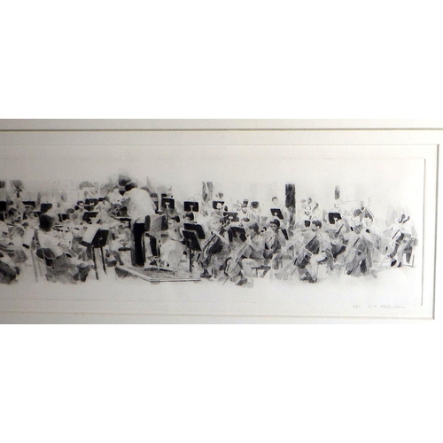 174 - Four Christopher Robinson drypoint pictures: 'BBC Philharmonic of Manchester', etching 1991 (46x95cm... 