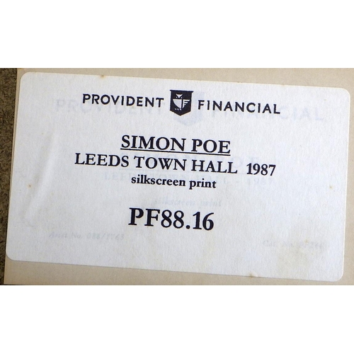 177 - Two Simon Poe silkscreen prints: 'Leeds Town Hall', 11/45 1987 (42x50cm) and 'Crows Over Castle Doba... 