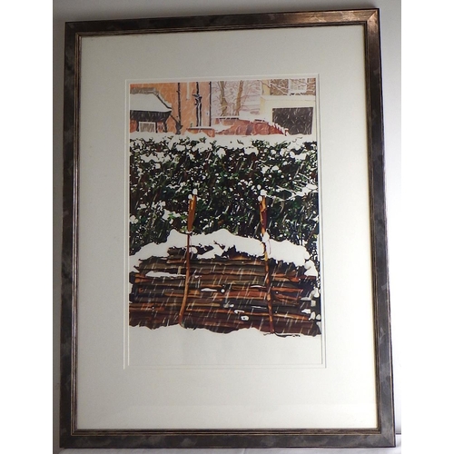 29 - Peter Smailes, 'Elm Stack and Privet Under Snow', mixed media 1989: 106x81cm. VAT & Buyers Premium a... 