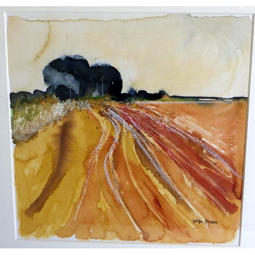 94 - Susan Brown, 'Late Summer Fields I', mixed media 1996: 52x52cm. VAT & Buyers Premium apply, ARR if s... 