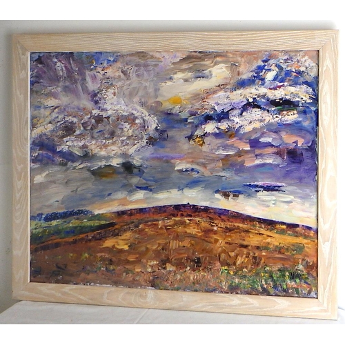 88 - Marie Walker Last, 'Langbar Moor', oil on canvas 1993 (£900):  69x84cm. VAT & Buyers Premium apply, ... 