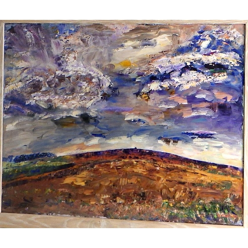 88 - Marie Walker Last, 'Langbar Moor', oil on canvas 1993 (£900):  69x84cm. VAT & Buyers Premium apply, ... 