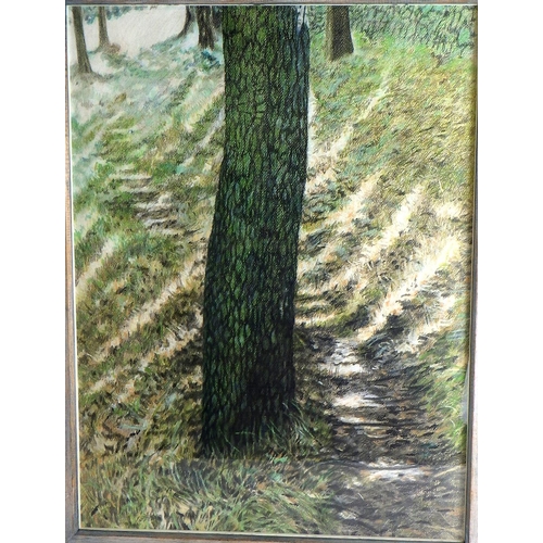 208 - Michael Exall, 'Green Tree Trunk', pastel and crayon 1995 (£285): 80x61cm. VAT & Buyers Premium appl... 