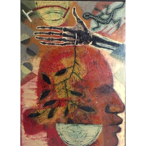 129 - Tom Wood, 'Red Diviner', oil on board 1989: 148x108cm. VAT & Buyers Premium apply, ARR if sold for £... 