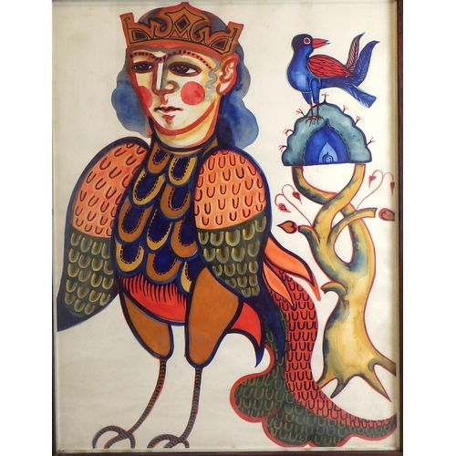 223 - Karen Babayan, 'Bird King', watercolour 1990 (£625): 137x109cm. VAT & Buyers Premium apply, ARR if s... 