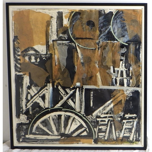 107 - Lucy Hainsworth, 'Ferry Bridge Power Station', mixed media collage c.1987: 101x95cm. VAT & Buyers Pr... 