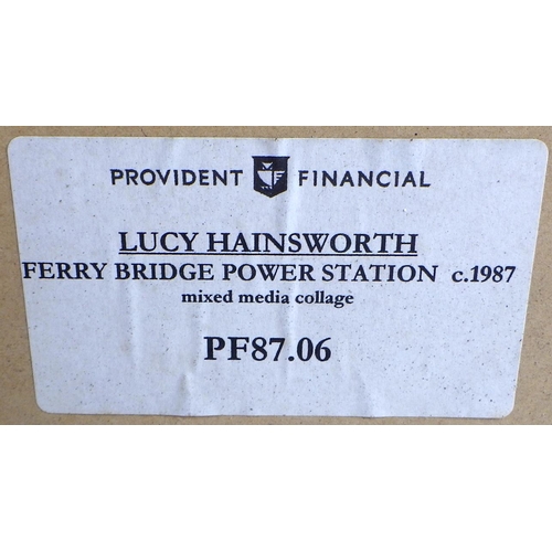 107 - Lucy Hainsworth, 'Ferry Bridge Power Station', mixed media collage c.1987: 101x95cm. VAT & Buyers Pr... 