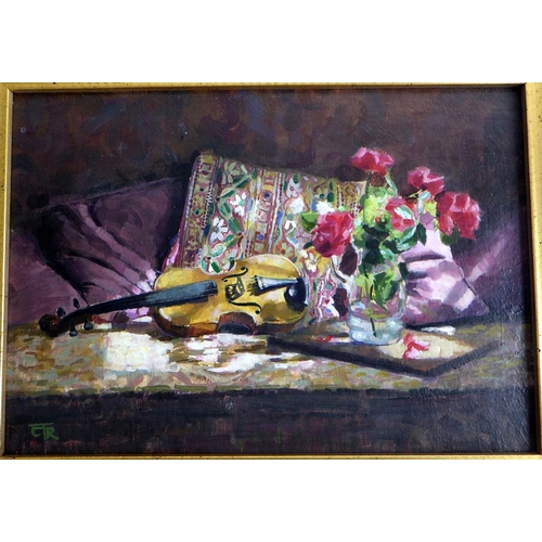 231 - Christopher Robinson, 'In A Musician's Room', oil no date (£285): 39x47cm. VAT & Buyers Premium appl... 