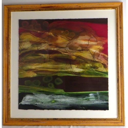 235 - Barbara Sykes, 'Reflections II', paint and charcoal 2000 (£550): 79x79cm. VAT & Buyers Premium apply... 