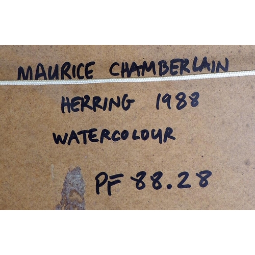 239 - Three Maurice Chamberlain artworks: 'Herring', watercolour 1988 (58x56cm); 'The Song Of The Wanderin... 