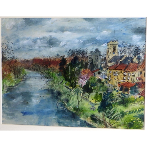 241 - Selina Thorp, 'West Tanfield, Yorkshire', pastel and watercolour 1997: 58x70cm. VAT & Buyers Premium... 