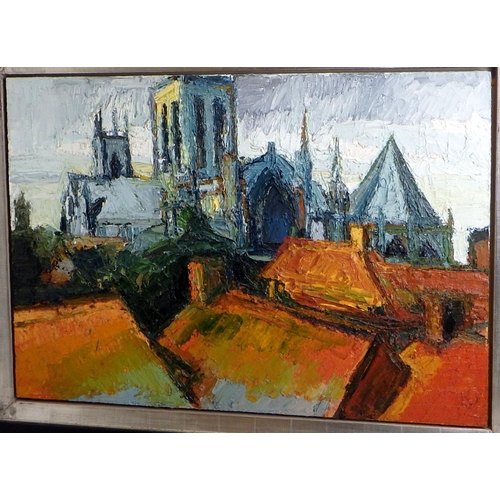  Jake Attree, York Minster I, oil on board 1997 (£2100): 98x130cm